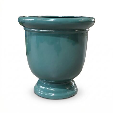 Pot grande taille d'extérieur TITAN 53x55cm jade, fait main en terre cuite émaillée, résistant au gel