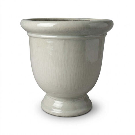 Pot grande taille d'extérieur TITAN 53x55cm perle, fait main en terre cuite émaillée, résistant au gel