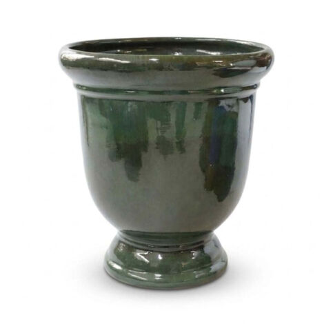 Pot grande taille d'extérieur TITAN 53x55cm vert tropical, fait main en terre cuite émaillée, résistant au gel