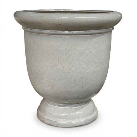 Pot grande taille d'extérieur TITAN 72x75cm crème, fait main en terre cuite émaillée, résistant au gel