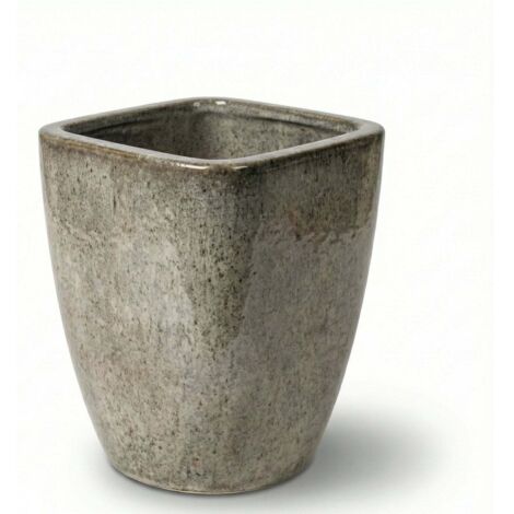 Pot grande taille d'extérieur VAUBAN 18x21cm tigre blanc, fait main en terre cuite émaillée, résistant au gel