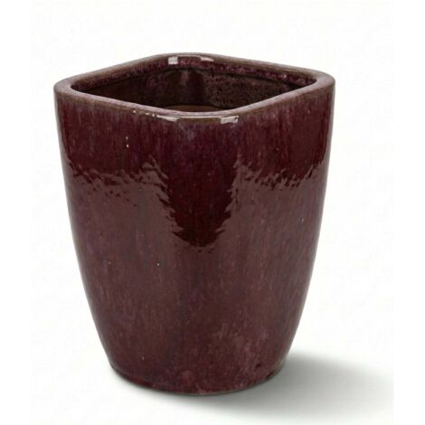 Pot grande taille d'extérieur VAUBAN 18x21cm violet clair, fait main en terre cuite émaillée, résistant au gel