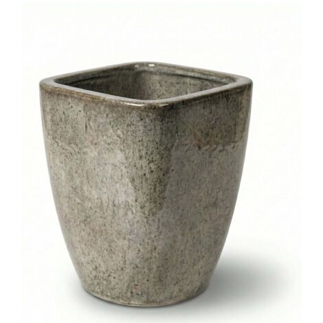 Pot grande taille d'extérieur VAUBAN 24x30cm tigre blanc, fait main en terre cuite émaillée, résistant au gel