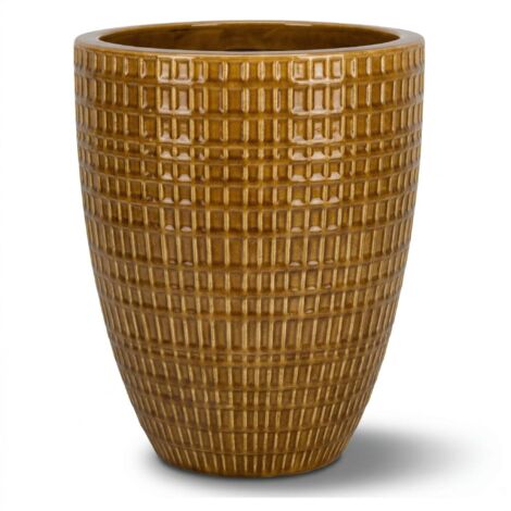 Pot grande taille d'extérieur VERNE 41x55cm miel, fait main en terre cuite émaillée, résistant au gel