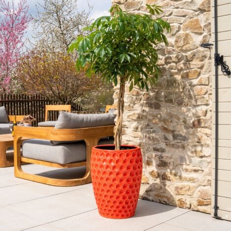 PROVENCELIA Pot grande taille d'extérieur VERSAILLES 38x54cm fait main en terre cuite émaillée résistant au gel rouge