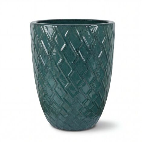 Pot grande taille d'extérieur ZEUS 30x44cm brume de jade, fait main en terre cuite émaillée, résistant au gel