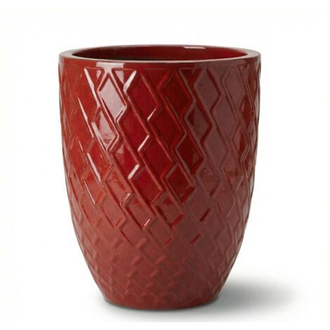 Pot grande taille d'extérieur ZEUS 32x40cm rouge impérial, fait main en terre cuite émaillée, résistant au gel