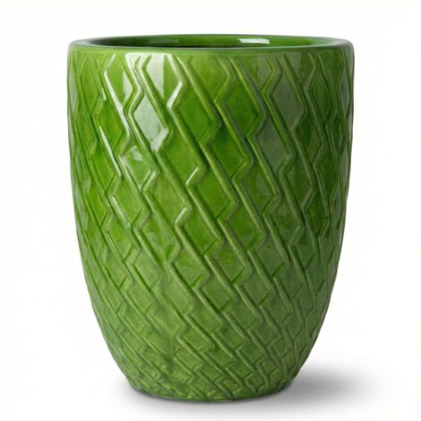 Pot grande taille d'extérieur ZEUS 32x40cm vert pomme, fait main en terre cuite émaillée, résistant au gel