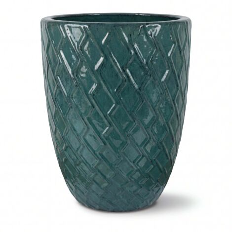 Pot grande taille d'extérieur ZEUS 42x54cm brume de jade, fait main en terre cuite émaillée, résistant au gel