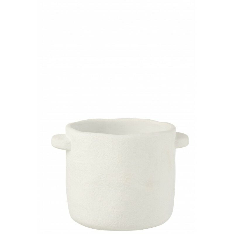 Pot à fleurs en ciment blanc 24x20x17cm - Blanc