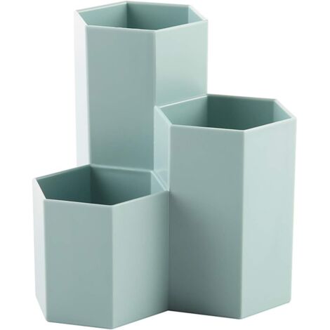 Pot Hexagonal - Rangement Pour Pinceaux De Maquillage Et Stylos - Bureau Étude Voyage - Bleu - 1 Pièce