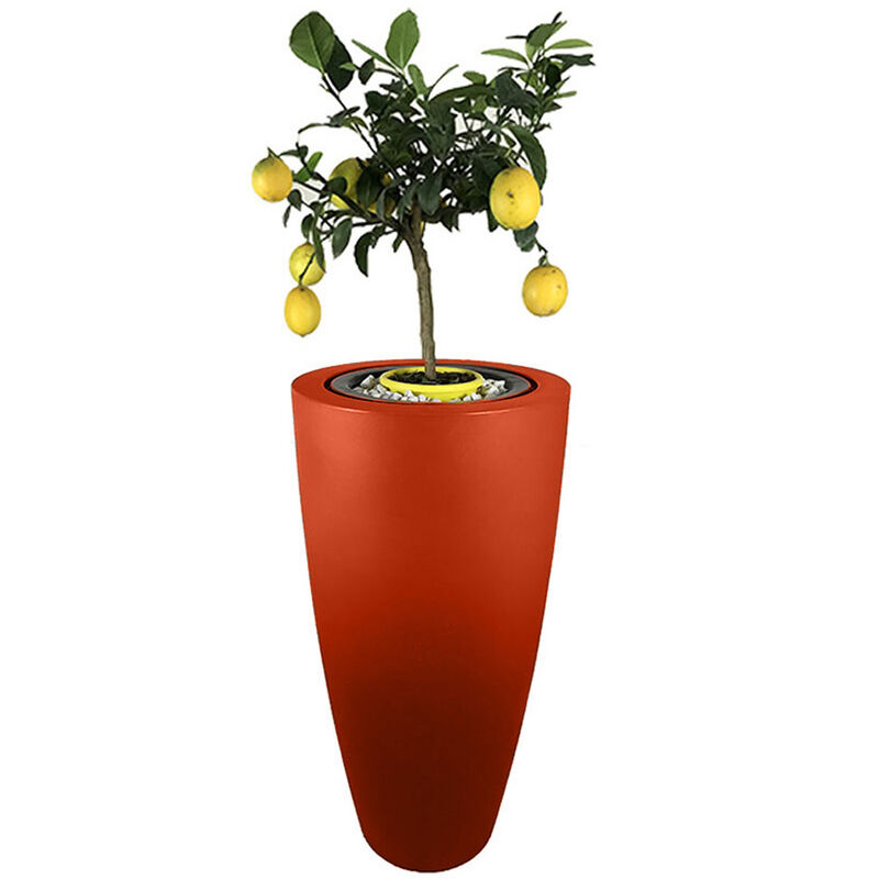 Plast'up Rotomoulage - Pot de fleurs conique Delight 200l-Orange-121cm - Orange