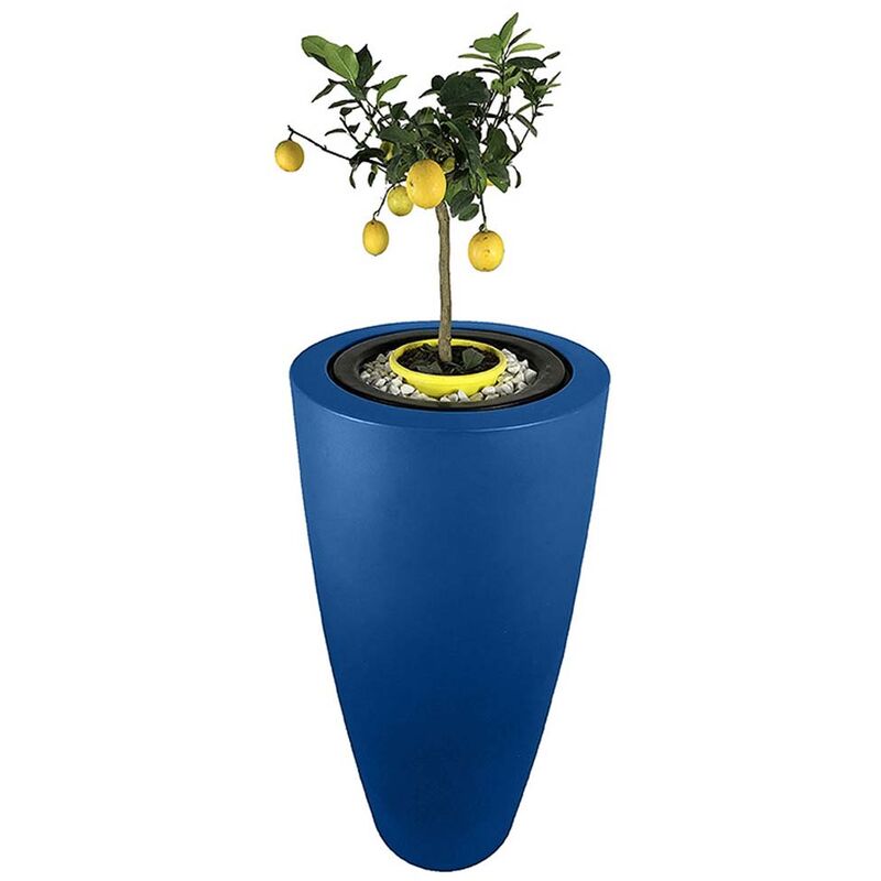 Plast'up Rotomoulage - Pot de fleurs conique Delight 200l-Bleu-121cm - Bleu