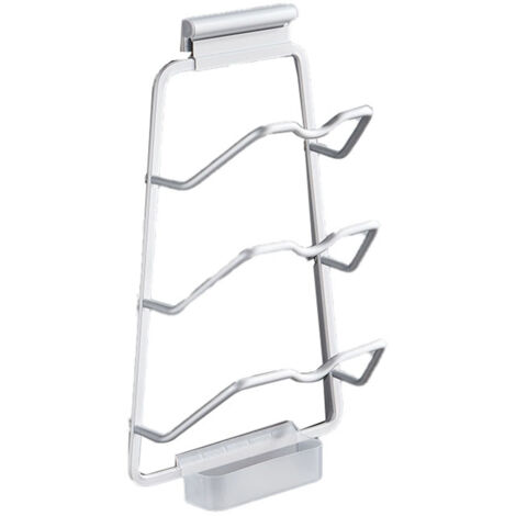 Pot Lid Holder Drilling Free Wall Mounted Space Saving Aluminium Hand Polishing Rustproof for Kitchen 3 Layer