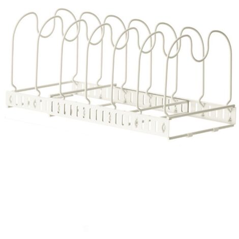 Pot Lid Rack Iron Retractable Pot Lid Organizer Holder for Multiple Cookware Universal White