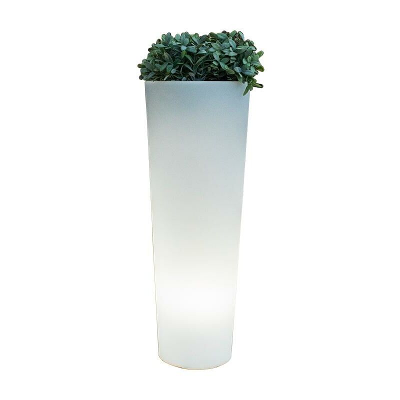 Pot lumineux haut 80 lumière blanche froide par câble ø29x79cm - Blanc - Moovere