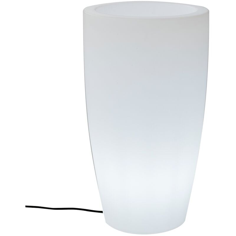 Bambú 70 Jardinière Ronde avec Lumière Pour Plantes et Fleurs Très Résistantes. Lumière blanc froid avec câble. Fabriqué en Polyéthylène en Espagne