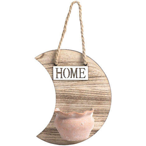 Pot mural 3D Bois Rouge Moon-shaped Pot XH22-169 - Suspension Créative pour Salons & Entrée