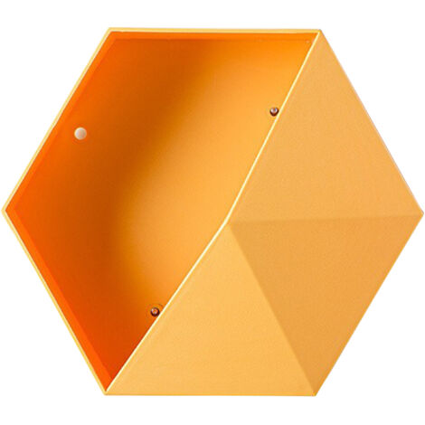 Pot mural multifonction - Cadre flottant pour plantes & rangement, design polygone géométrique, couleur jaune citron - 1 unité