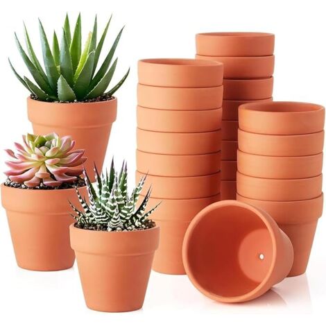 Pot Plante Intérieur 20 Pièces Pot Fleur Peinture Graffiti 4 x 4,5 cm Pots en Terre Cuite Rond pour la Peinture, la Culture de Plantes Grasses, de Mini Plantes, L'artisanat