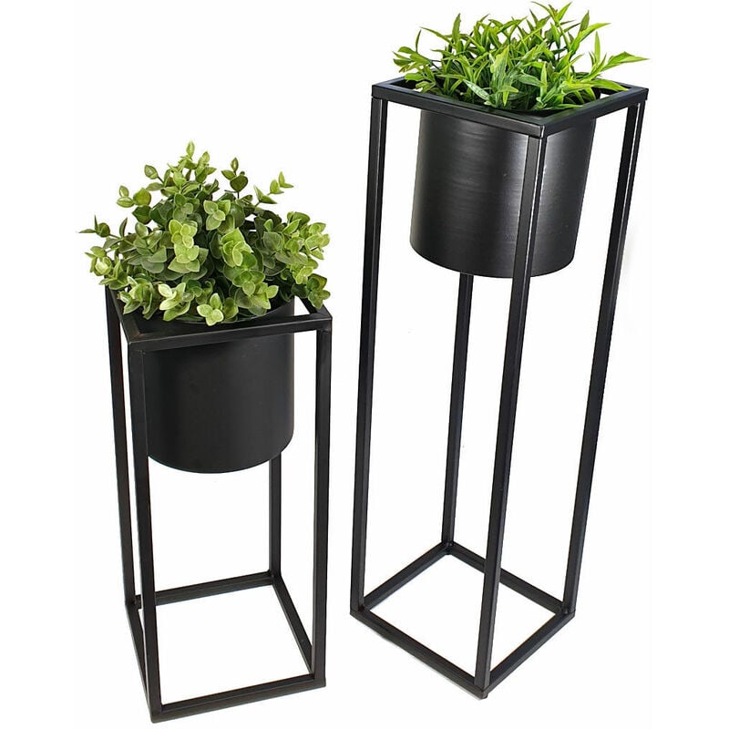 Spetebo - Pot à plantes rond sur pied lot de 2 - 1x 35cm + 1x 50 cm