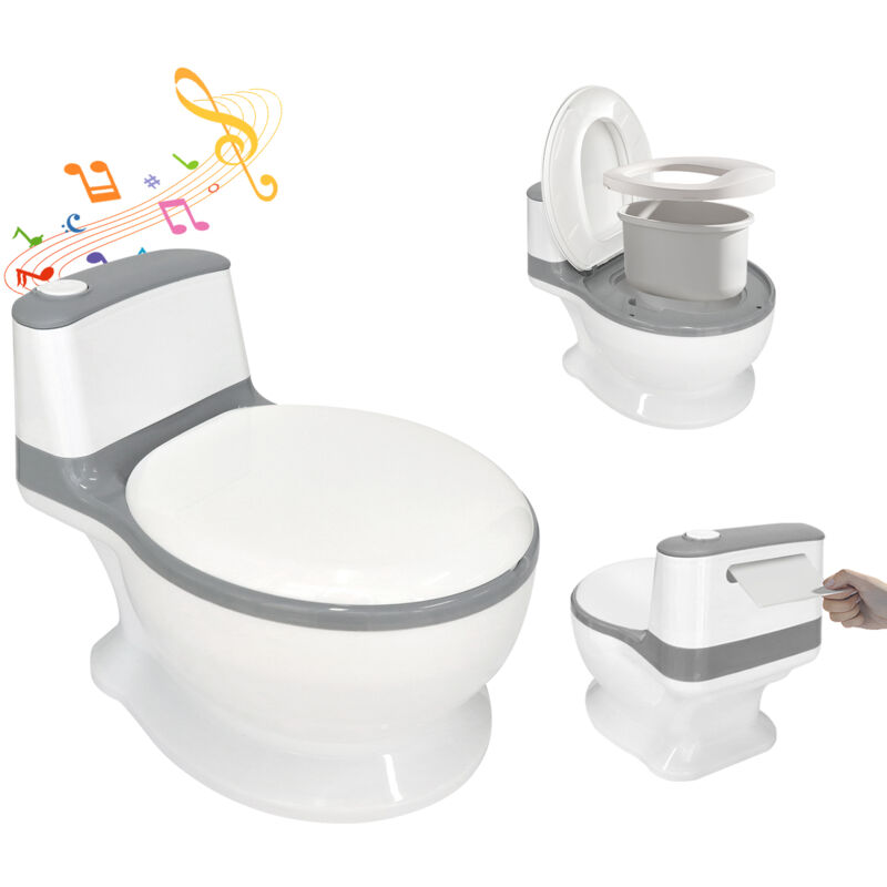 Magicfox - Pot pour bébé avec Bac Amovible Facile à Nettoyer- Vrai son de Chasse- Toilettes d'apprentissage de la propreté pour enfants 1-4 - Gris