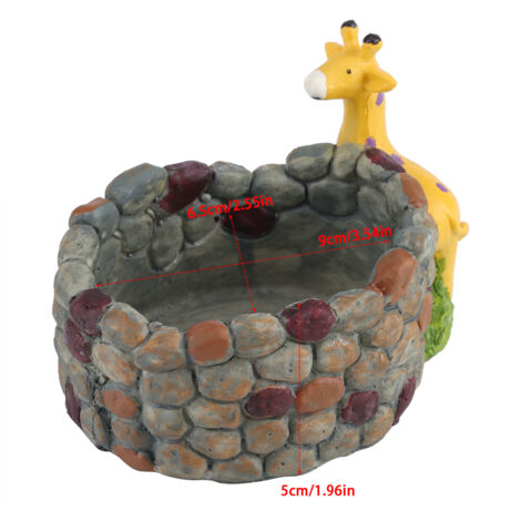 Pot pour plantes résine créatif, Modèle girafe et château, Pour succulentes et plantes décoratives maison, Matière résine de qualité, Dimensions incluses 9x6.5x5cm et 14x20.5cm, 385-611g poids net, Se