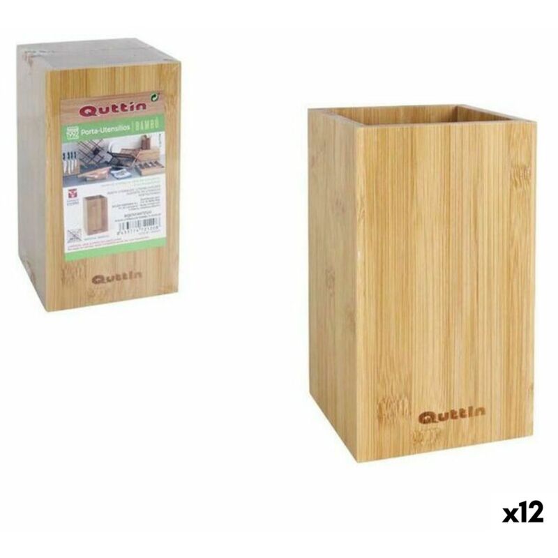 Boîte à ustensiles de cuisine en bambou Quttin 10,5 x 10,5 x 18 cm (12 pièces)