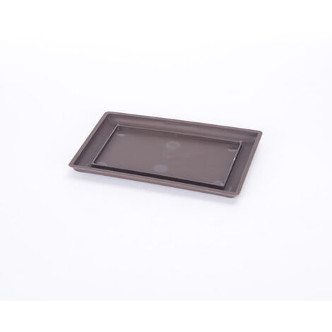 Pot rectangulaire pour succulentes avec soucoupe - Design sobre et épais, trou de drainage, matériau plastique recyclé résistant, idéal maison/jardin/balcon - 1 pot + 1 soucoupe