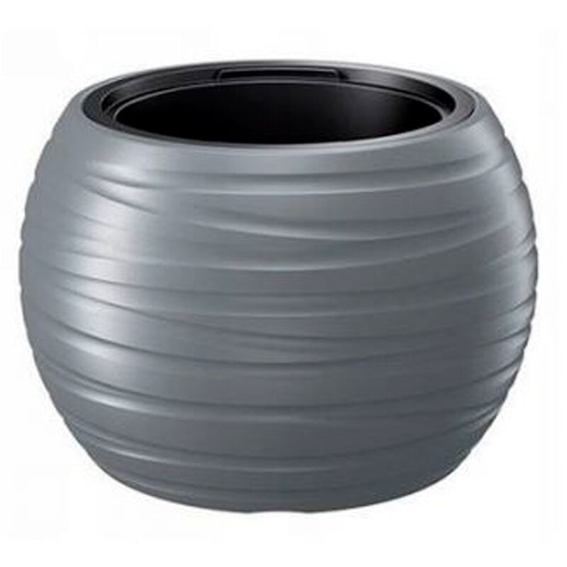 Prosperplast - Pot rond en plastique Maze avec réservoir 25L en couleur gris pierre 39,6 (l) x 39,6 (l) x 26 (h) cm