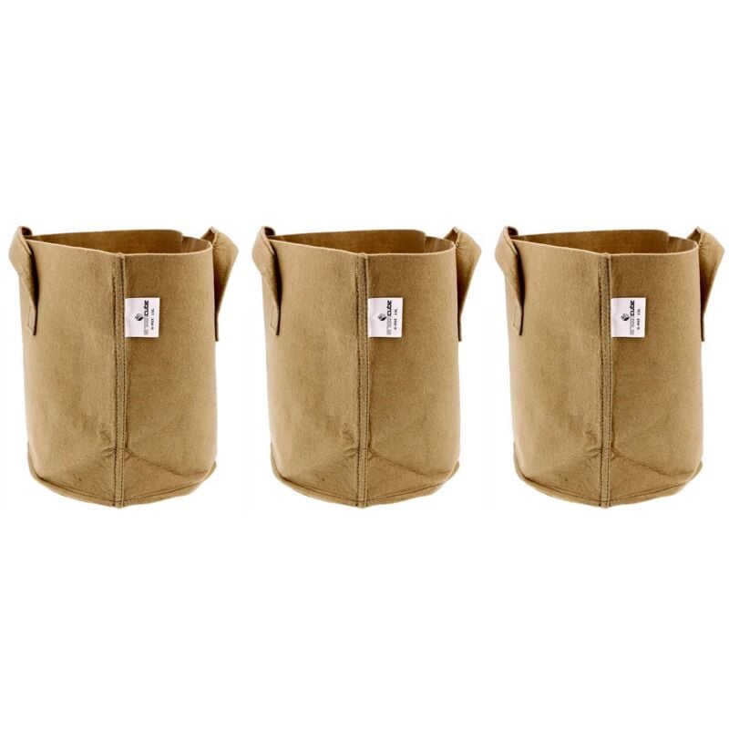 Greencube - Pot de plantation en textile sable 15 litres Lot de 3