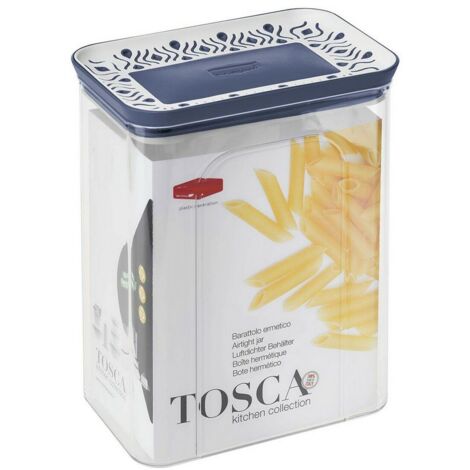 Pot Tosca rectangulaire d'une capacité de 2,2 litres, couleur Blanc/Bleu, produit par Stefanplast (55651).