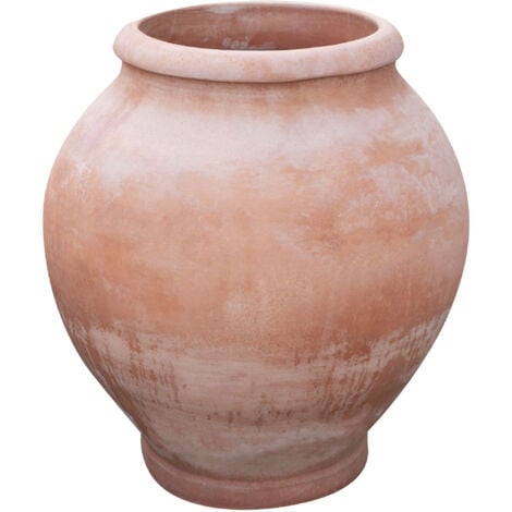 Pot toscan en terre cuite 84x70x70 cm Grand vase d'extérieur Jardinière de jardin Fabriqué en Italie Jarre en terre cuite lisse