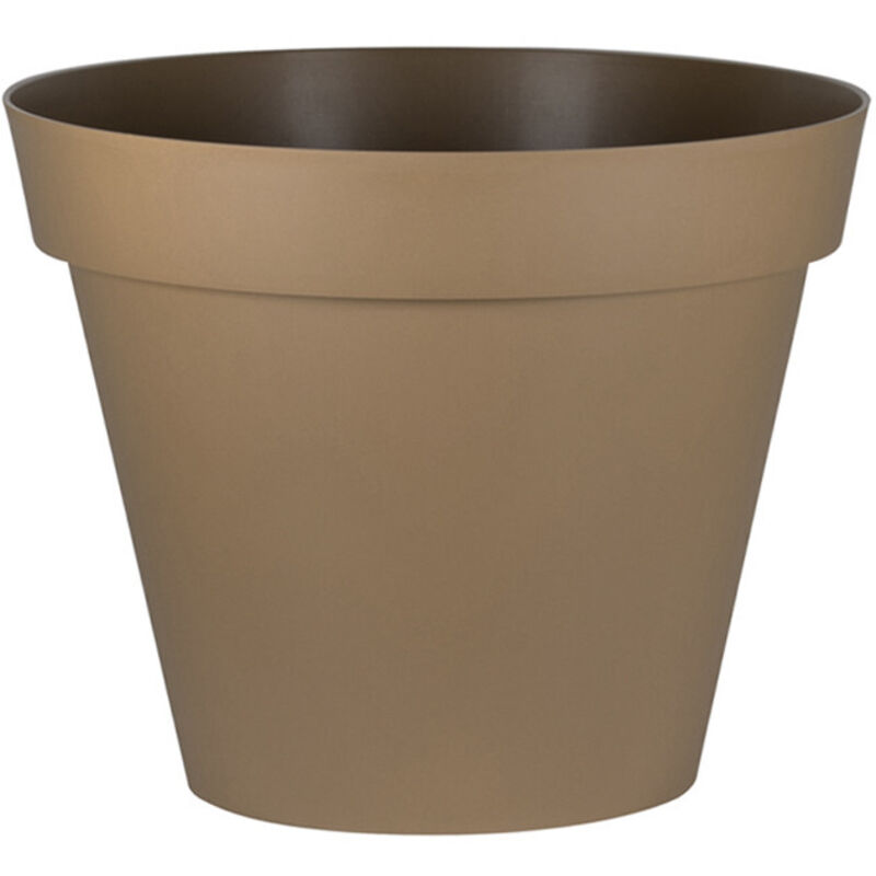 EDA Pot de fleur rond Toscane - Ø 30 x H 26 cm - 10 L - Taupe