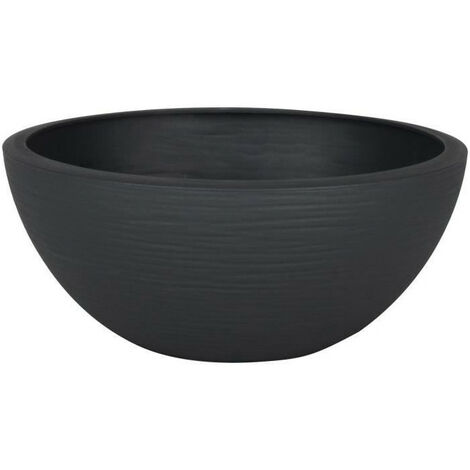 Jardinière en plastique gris anthracite Ø 25 cm – Hauteur 10,5 cm – Zone de rétention d'eau – Protection UV pour intérieur et extérieur – Pflanzen Kölle