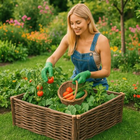 Potager carré en noisetier Tressage Horizontal -