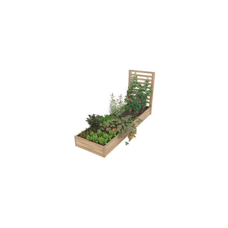 potager modulable xxl, jardinière treillis extérieure bois, bac à fleurs rectangulaire grande taille, carré potager 244x61x25.5cm