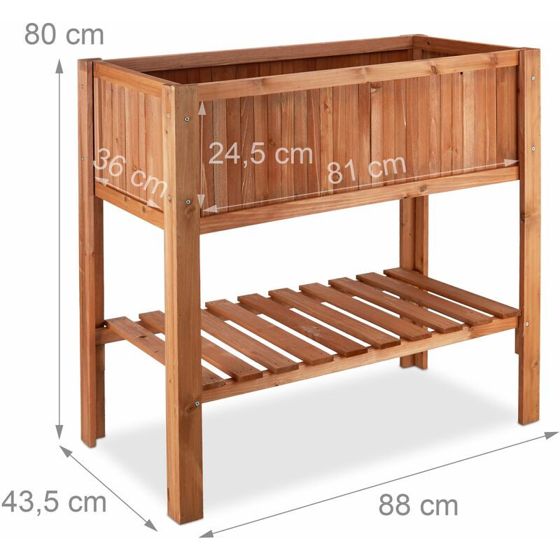 Potager rangement jardinière bac sur pied 4 pied en bois de sapin 88 cm