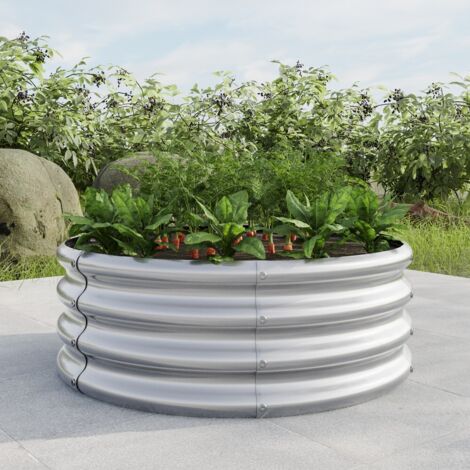 Potager sur pied galvanisé-Jardinière extérieure ronde Freedom pour légumes et fleurs-81.5x81.5x29(cm)