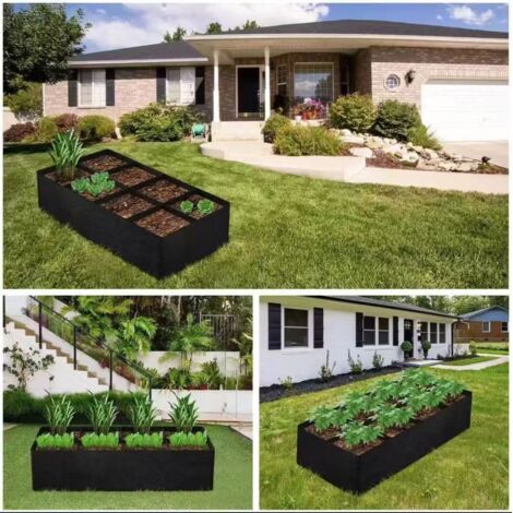 Potager surélevé en maille non tissée épaisse (1 cellule) avec sacs de plantation compartimentés, idéal pour les légumes, les fleurs, les herbes aromatiques et le jardinage extérieur - 30 × 30 × 30 cm