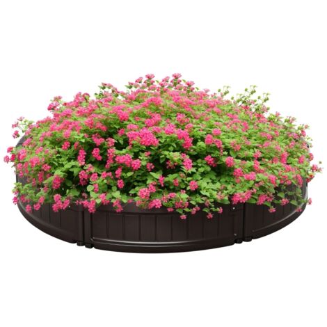 Potager surélevé rond d'extérieur en plastique PEHD, jardinière extérieure pour plantes, fleurs et légumes, Ø 123 x 21 cm, marron