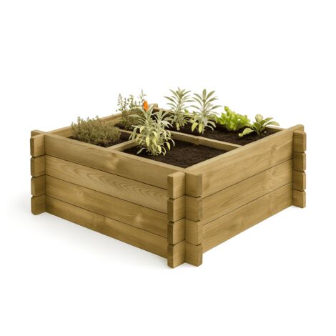 Potager suspendu en bois impre'gne' cm 100x100x42 jardinie're pour jardin exte'rieur plantes et fleurs
