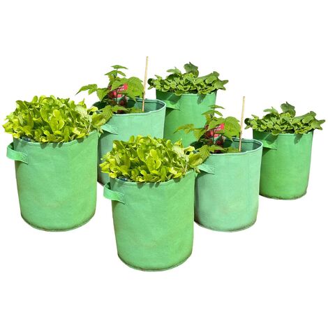 Potato & Vegetable Planter Grow Bags (Set of 6) Non Woven Aeration Fabric Pots