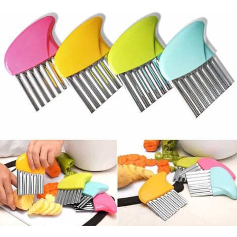 6PCS Crinkle Cutter Blade Waffle Fry Cutter Stainless Steel