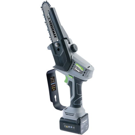 Potatore a Batteria con Lama Dentata in Acciaio e Caricabatteria PE16 PRO Verdemax Grigio Verde