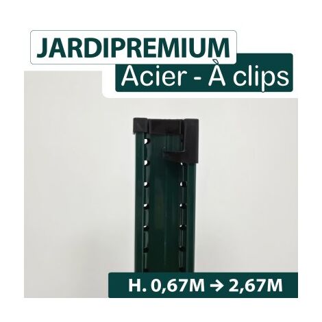 Poteau à Clips Vert - ACIER -  JARDIPREMIUM - 0,67 mètre