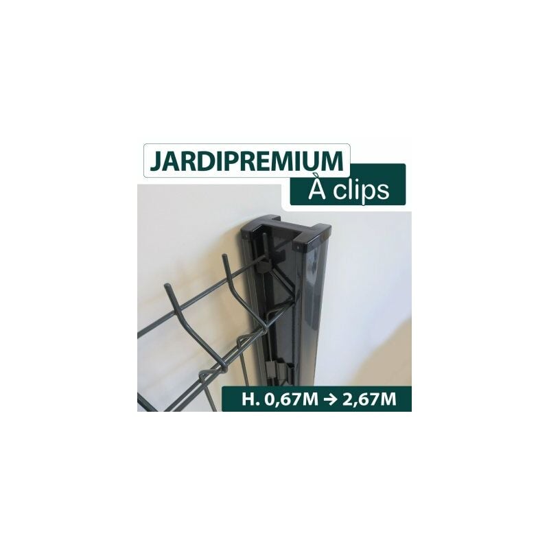 Poteau à Clips Gris Anthracite - JARDIPREMIUM - 1,87 mètre - Gris Anthracite (RAL 7016)