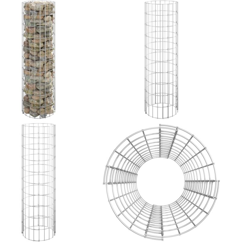 Poteau à gabion circulaire Acier galvanisé Ø30x100 cm - Clôture - Panneau De Clôture - Gabions - Poteaux De Gabion - Décoration Jardin - Home & Living