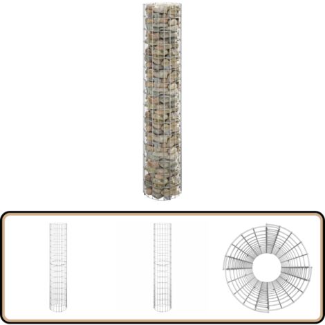Poteau à gabion circulaire Acier galvanisé Ø30x150 cm - Clôture - Bordure Jardin - Gabion - Poteaux Gabions - Décoration Extérieur
