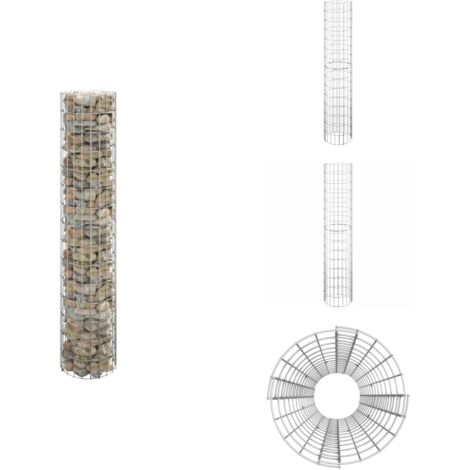 Poteau à gabion circulaire Acier galvanisé Ø30x150 cm - Clôture - Bordure Jardin - Gabion - Poteaux Gabions - Décoration Extérieur